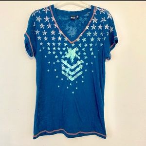 Cruel | Burnout Foil Stars Metallic Shirt